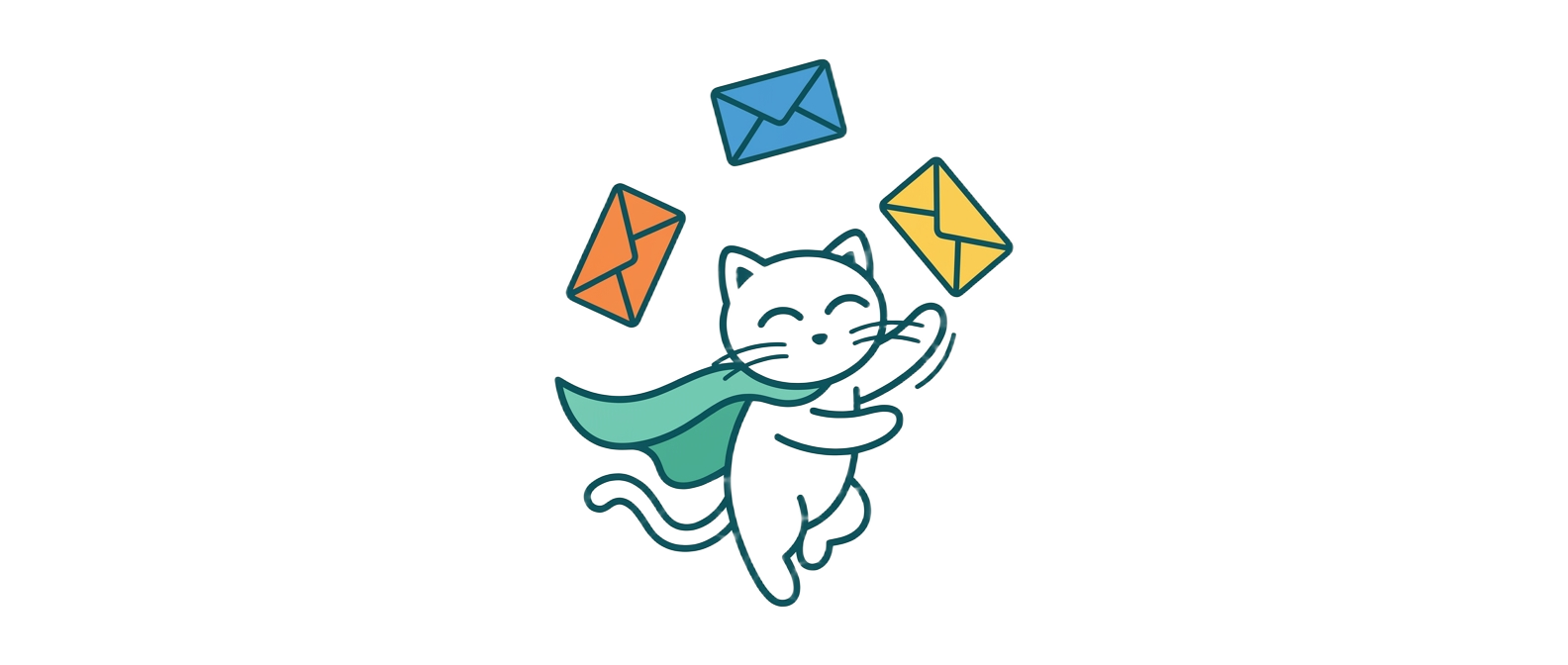 OutlookHero mascot juggling envelopes from multiple inboxes